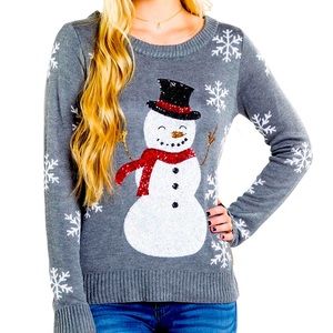 🌺NWOT Tipsy Elves Sequin Snowman Sweater (L)🌺